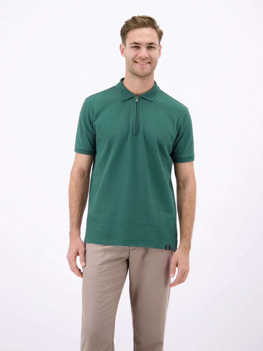 Piqué-Poloshirt mit Reißverschluss