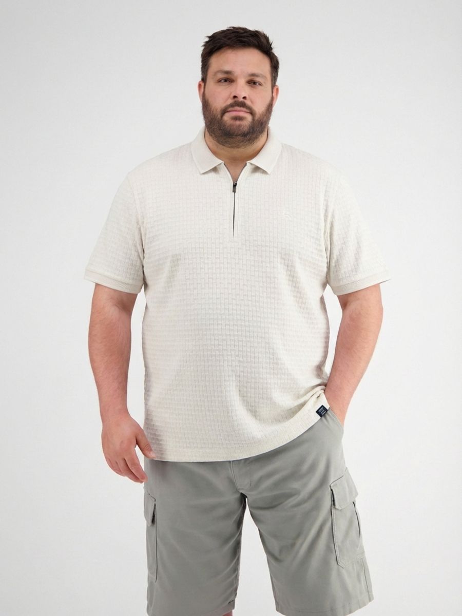 Strukturiertes Poloshirt mit Reißverschlusskragen
