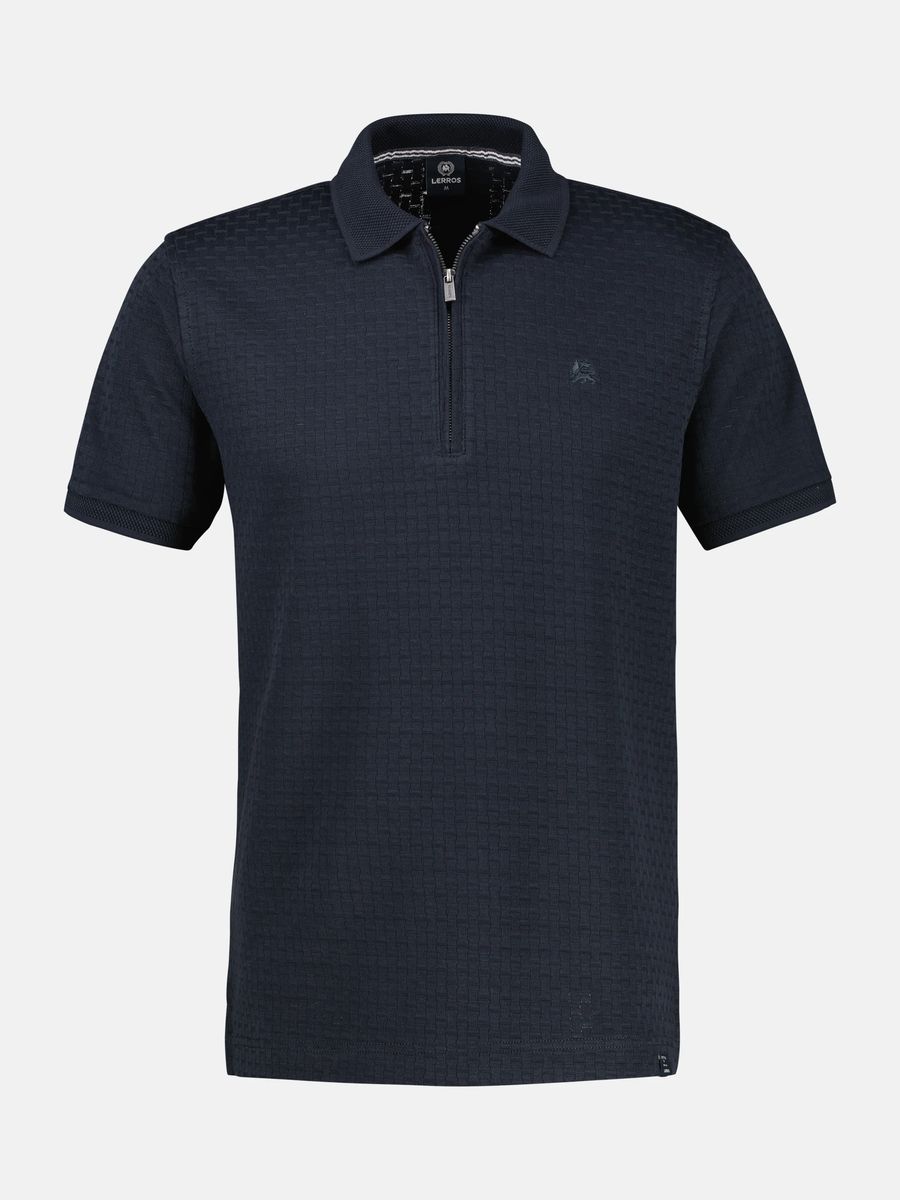 Strukturiertes Poloshirt mit Reißverschlusskragen