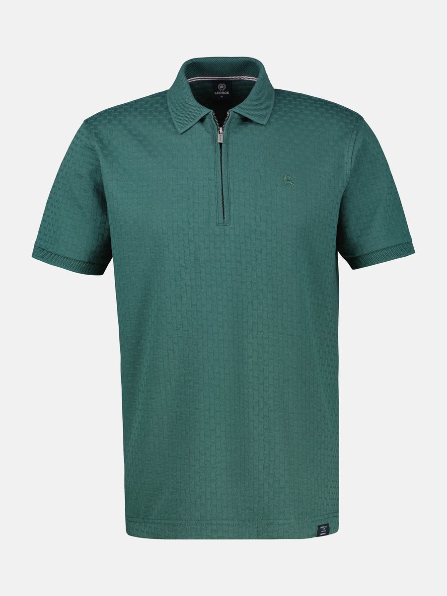 Strukturiertes Poloshirt mit Reißverschlusskragen