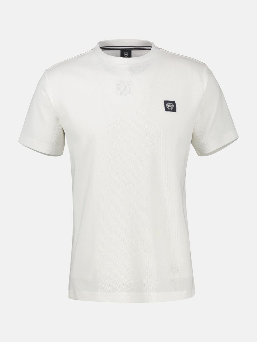 Kurzarmshirt mit Waffelstruktur und Rundhalsausschnitt