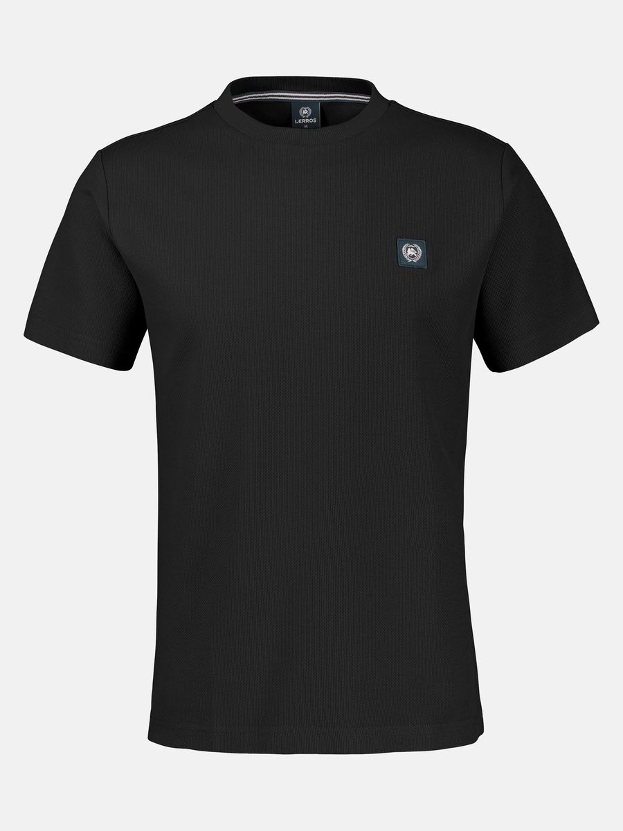 Kurzarmshirt mit Waffelstruktur und Rundhalsausschnitt