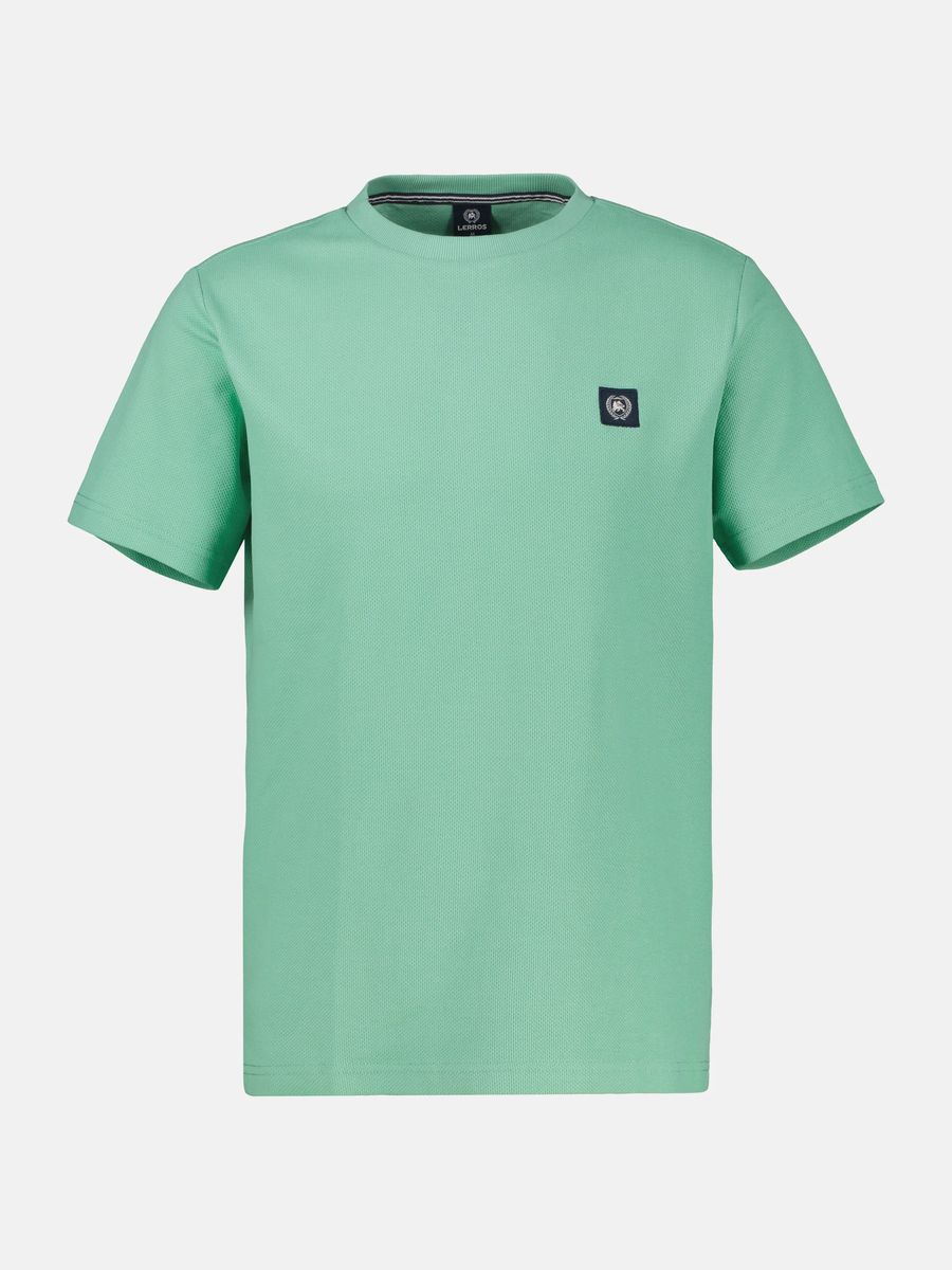 Kurzarmshirt mit Waffelstruktur und Rundhalsausschnitt