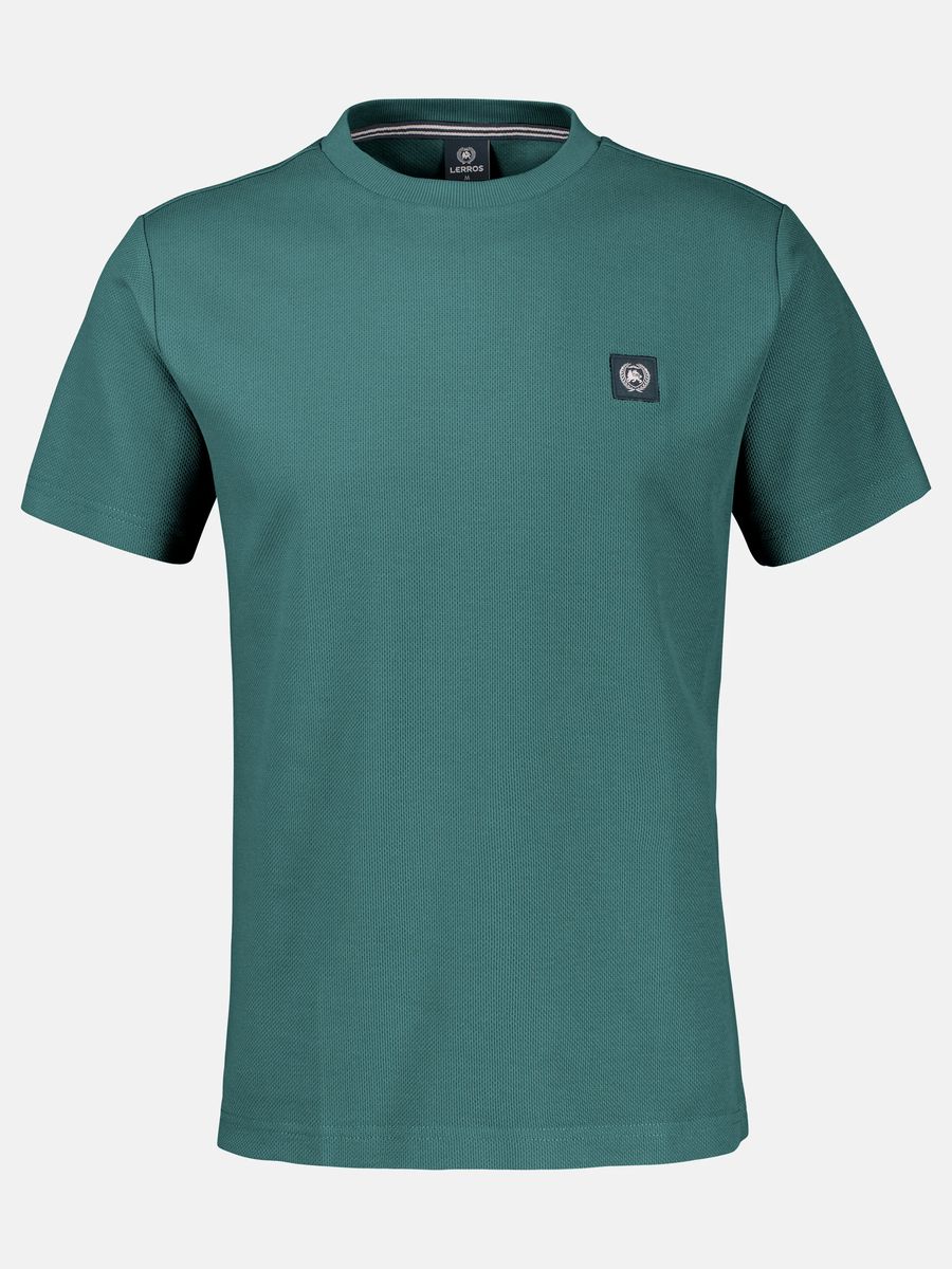 Kurzarmshirt mit Waffelstruktur und Rundhalsausschnitt