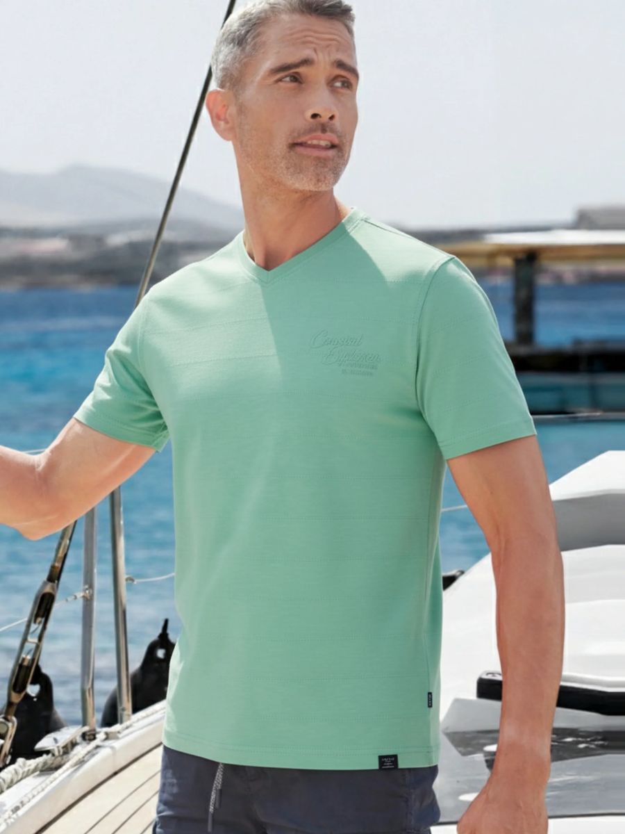 T-Shirt mit V-Ausschnitt aus Strick