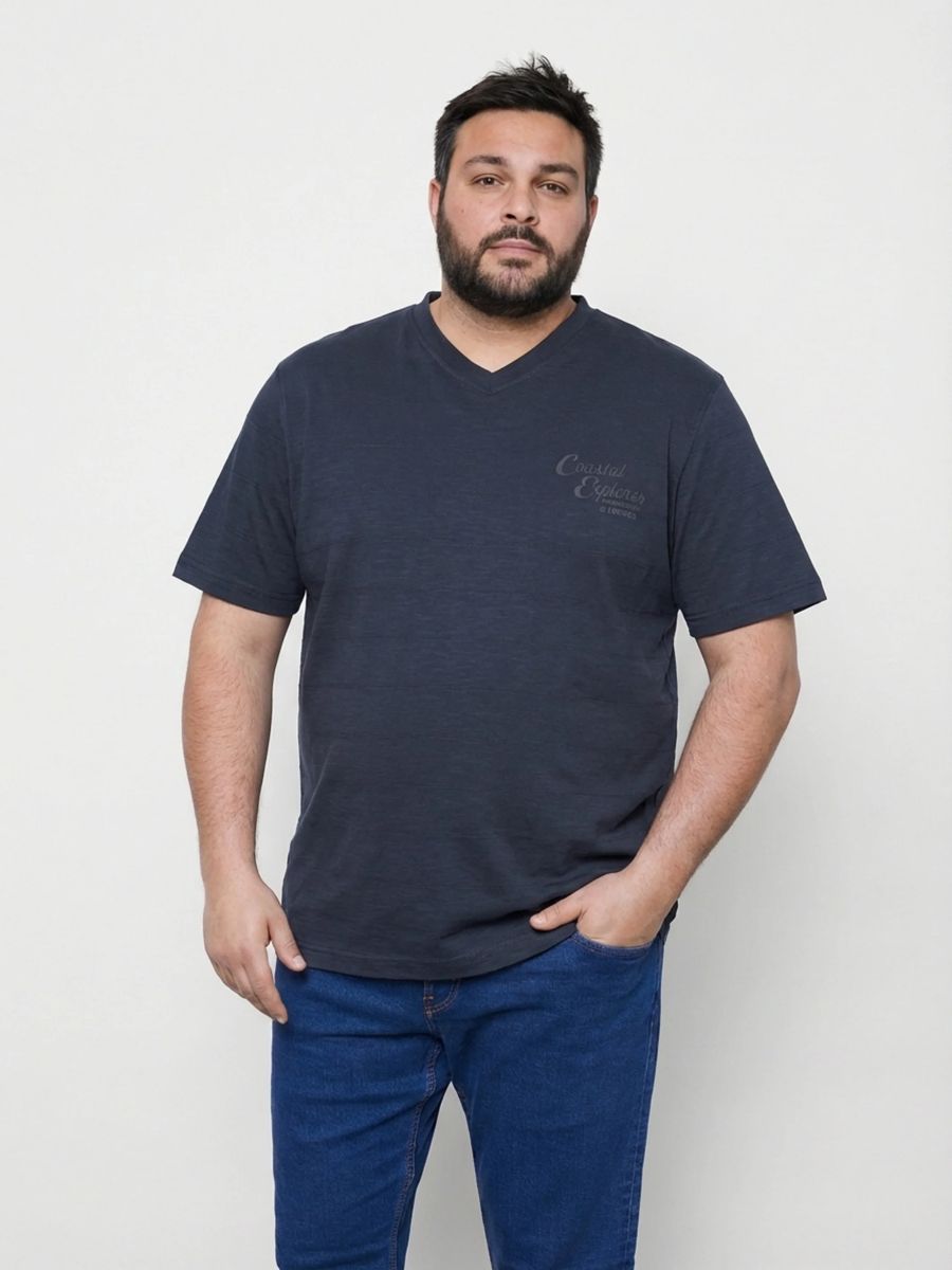 Lässiges Strick-T-Shirt mit V-Ausschnitt