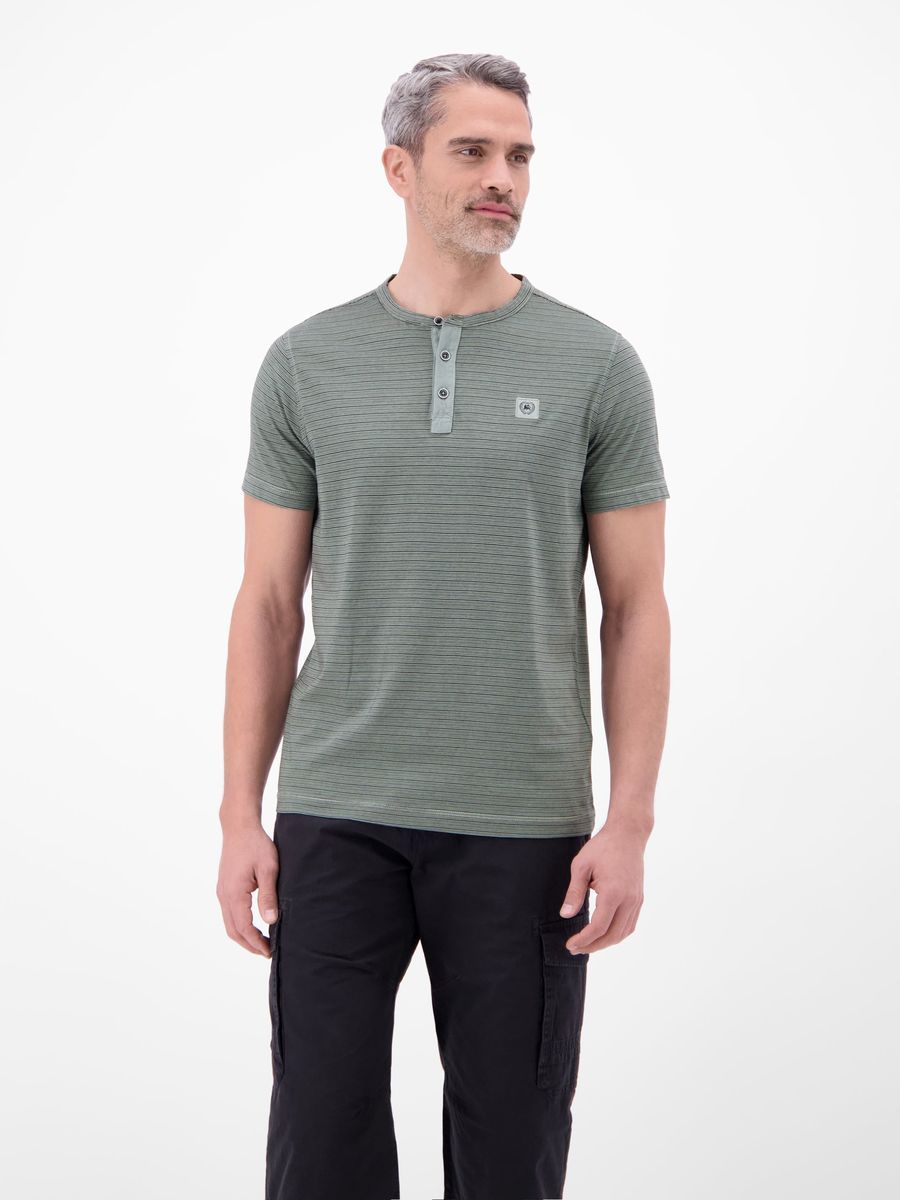 Gestreiftes Henley-Shirt aus Baumwolle