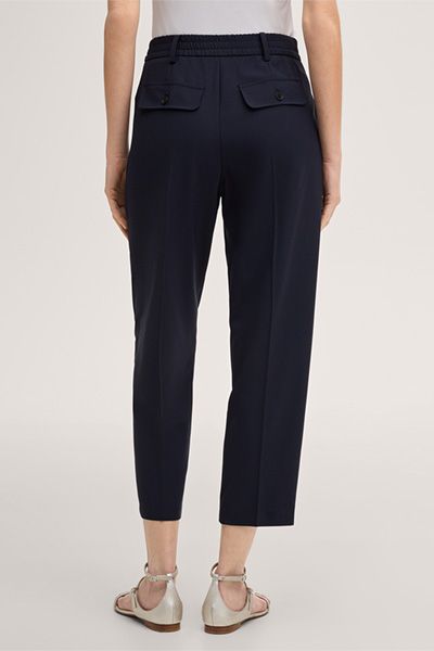 Marc Cain Marine Wollmischung Cropped Plissee Hose Jogger-Stil