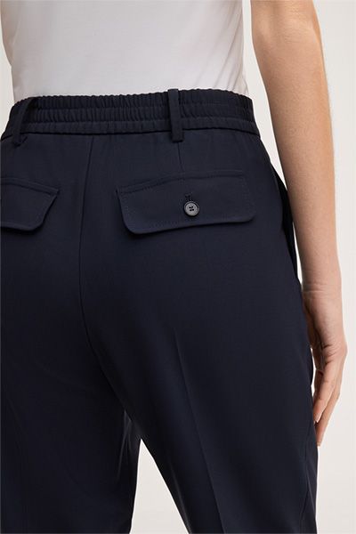 Marc Cain Marine Wollmischung Cropped Plissee Hose Jogger-Stil