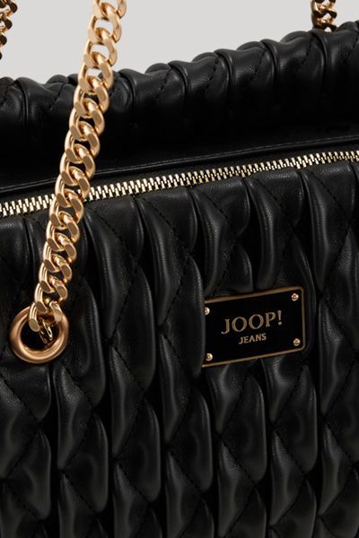 JOOP! Ruga Niecy Schwarze Gesteppte Schultertasche mit Kettenriemen aus Kunstleder