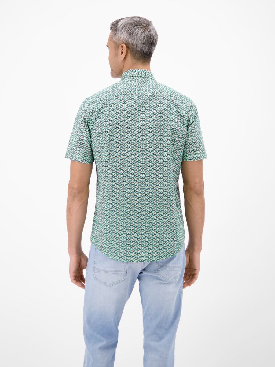 Kurzarmhemd mit Print aus Popeline-Stretch-Material - Xl