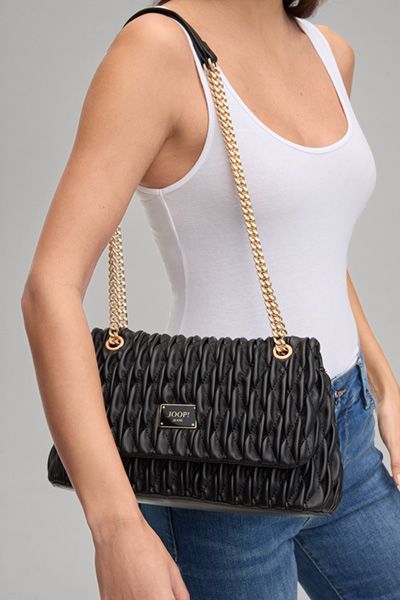 Joop! Jeans Ruga Emma Schwarze Schultertasche mit Kettenriemen