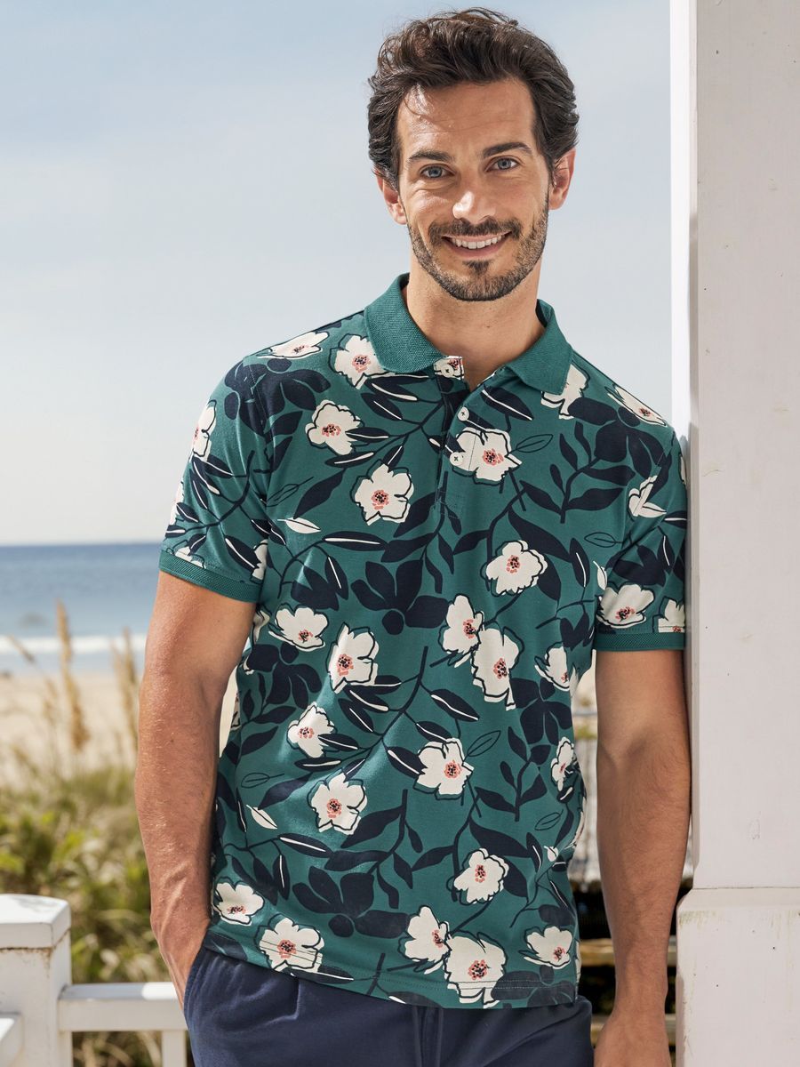 Polo-Shirt mit Blumenmuster aus Baumwolle