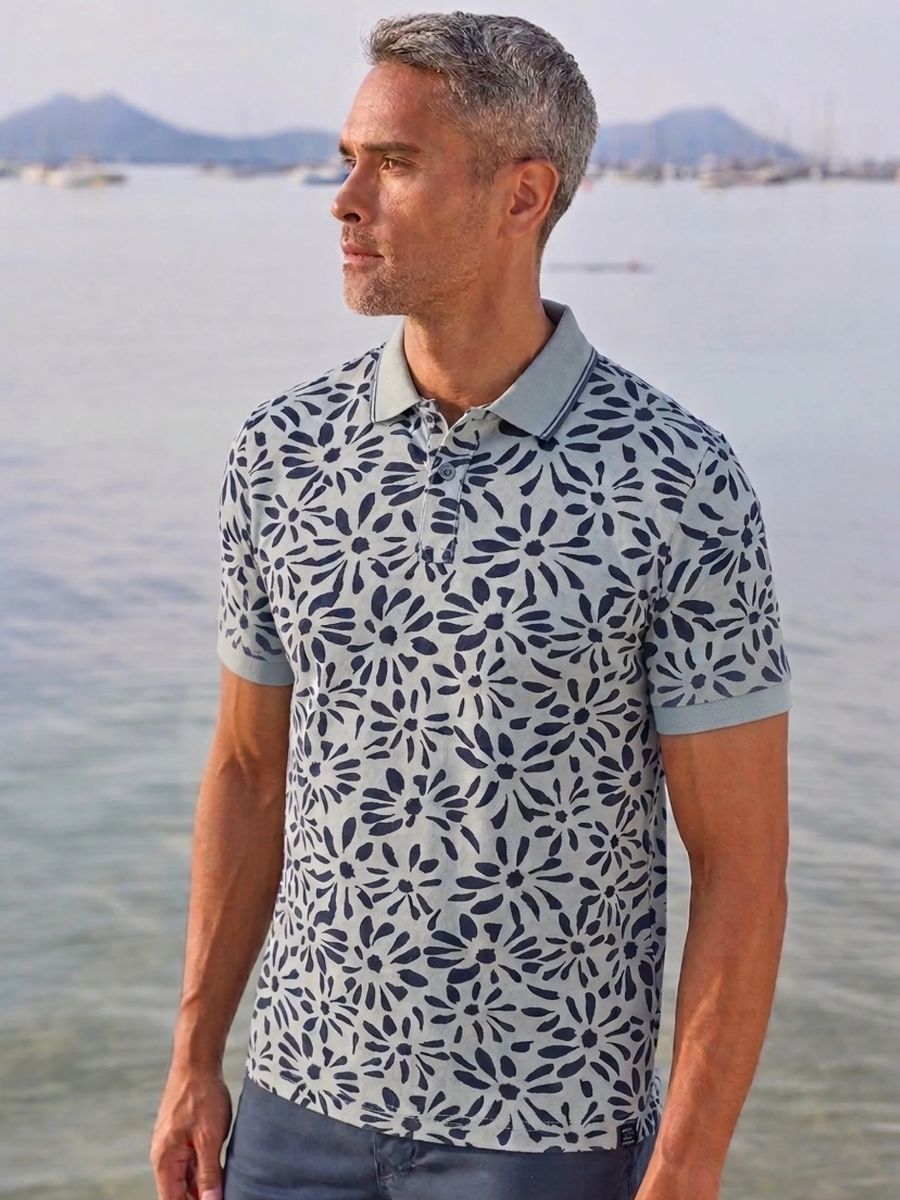 Piqué-Polohemd mit floralem Print