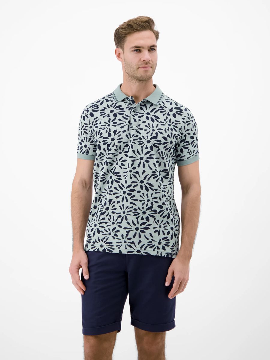 Piqué-Polohemd mit floralem Print