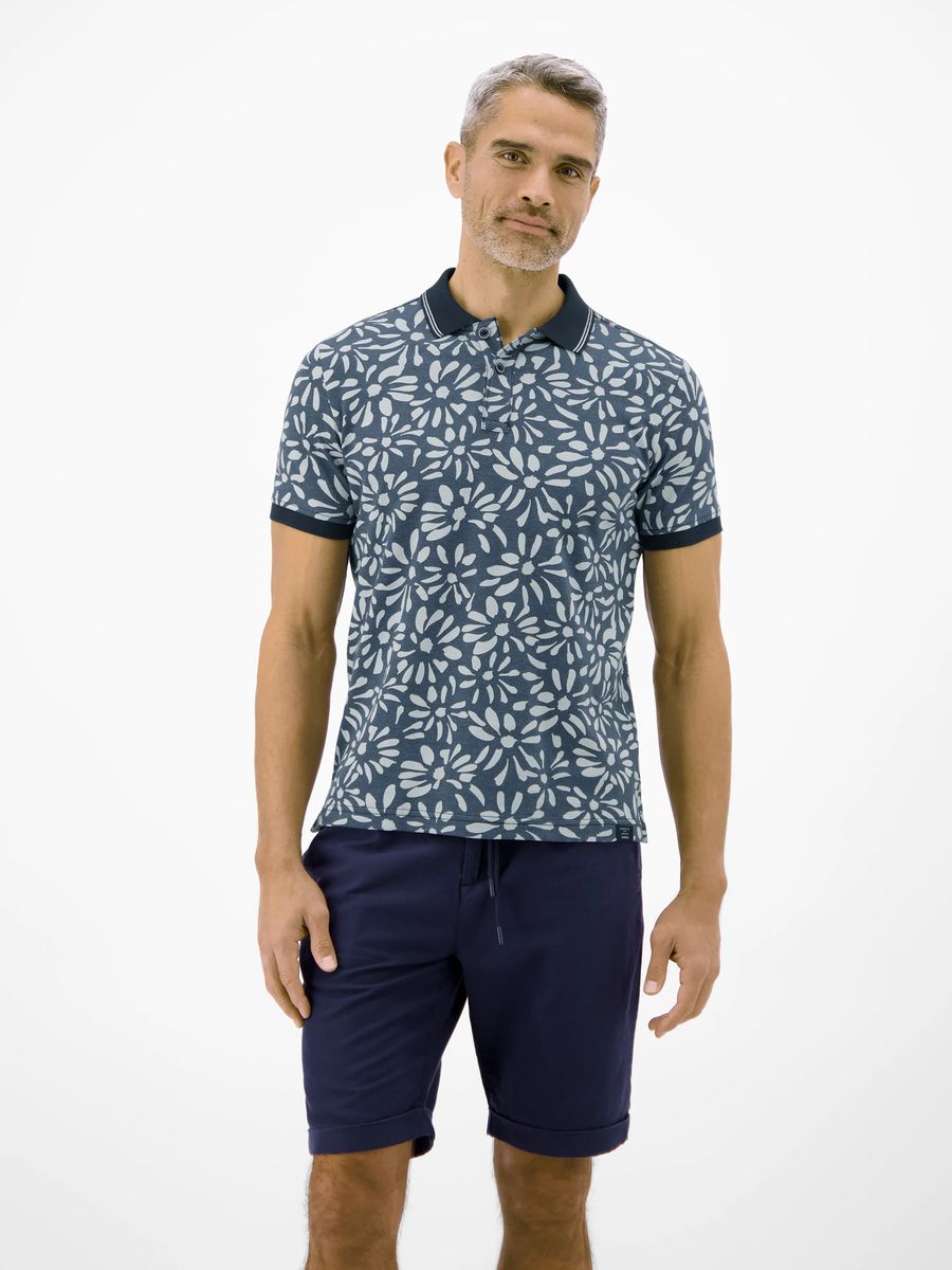 Piqué-Polohemd mit floralem Print