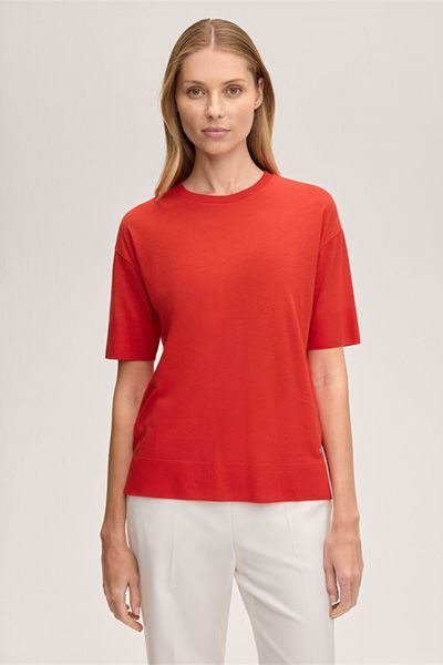 windsor. Rotes T-Shirt aus Lyocell-Baumwollmischung mit kurzen Ärmeln