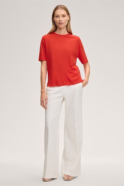 windsor. Rotes T-Shirt aus Lyocell-Baumwollmischung mit kurzen Ärmeln