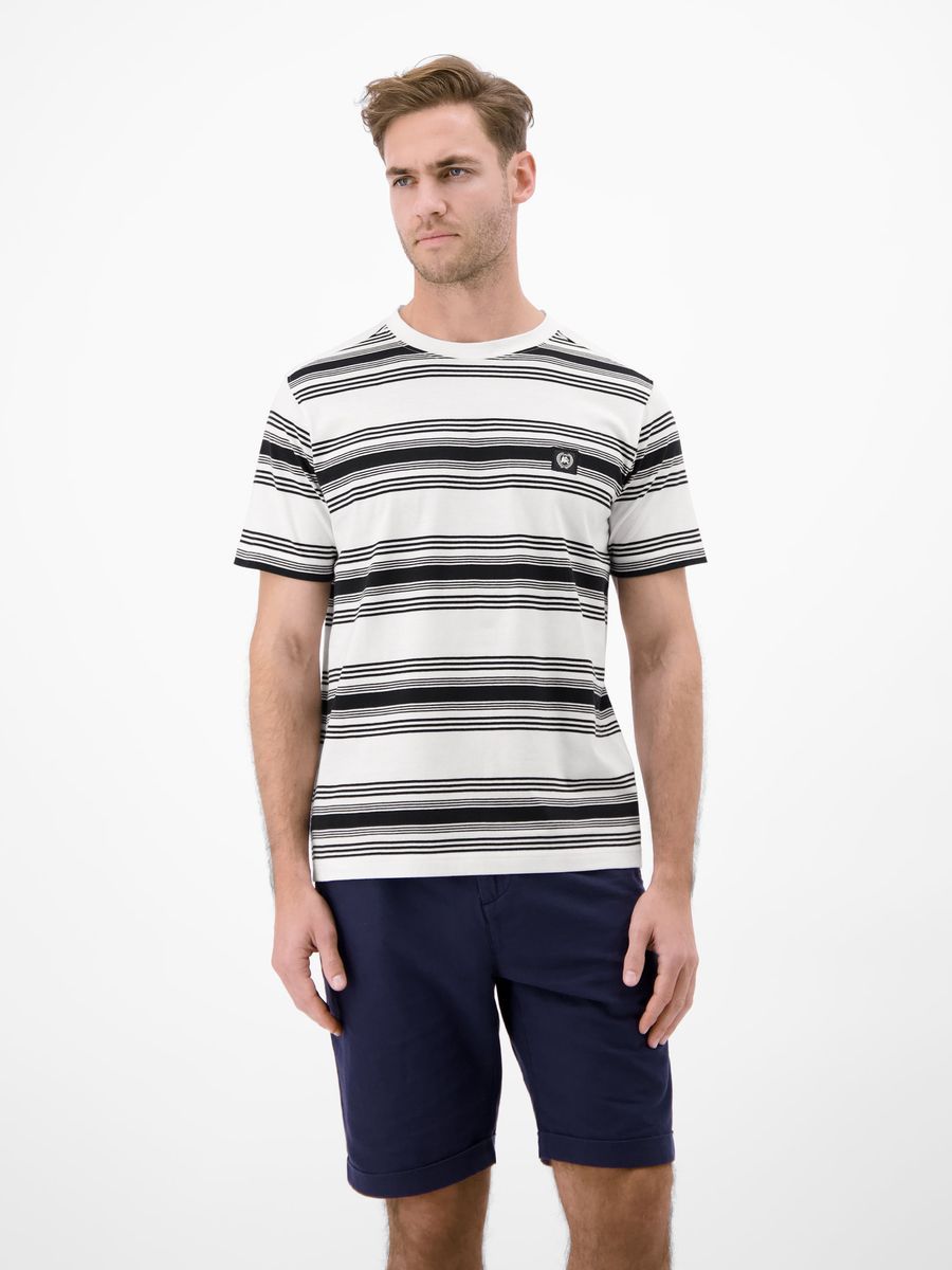 Gestreiftes Baumwolljersey-Basic-T-Shirt