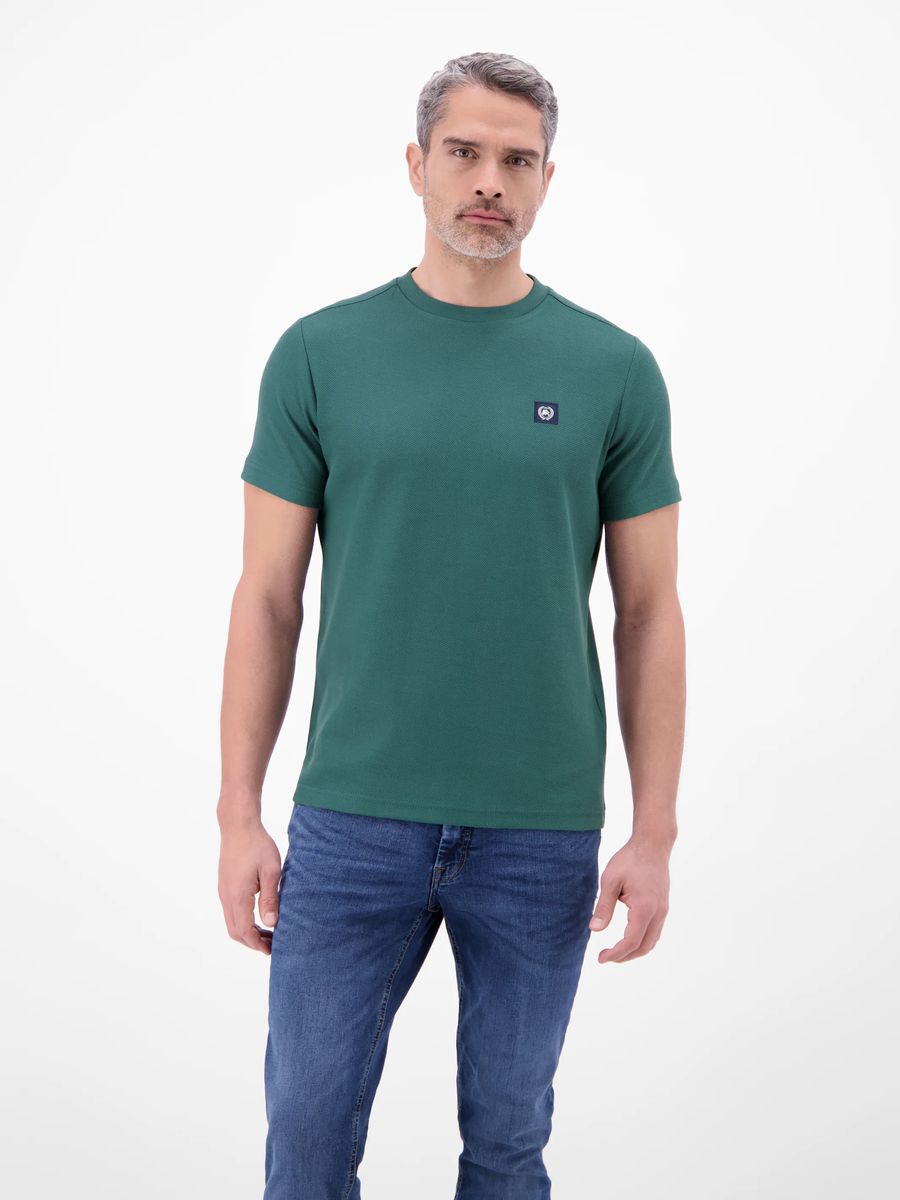 Strukturiertes Baumwoll-T-Shirt mit Rundhalsausschnitt