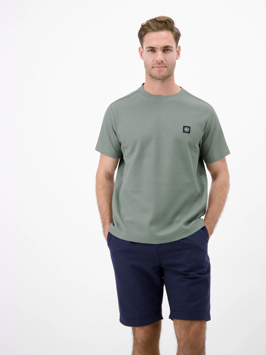 Strukturiertes Baumwoll-T-Shirt mit Rundhalsausschnitt