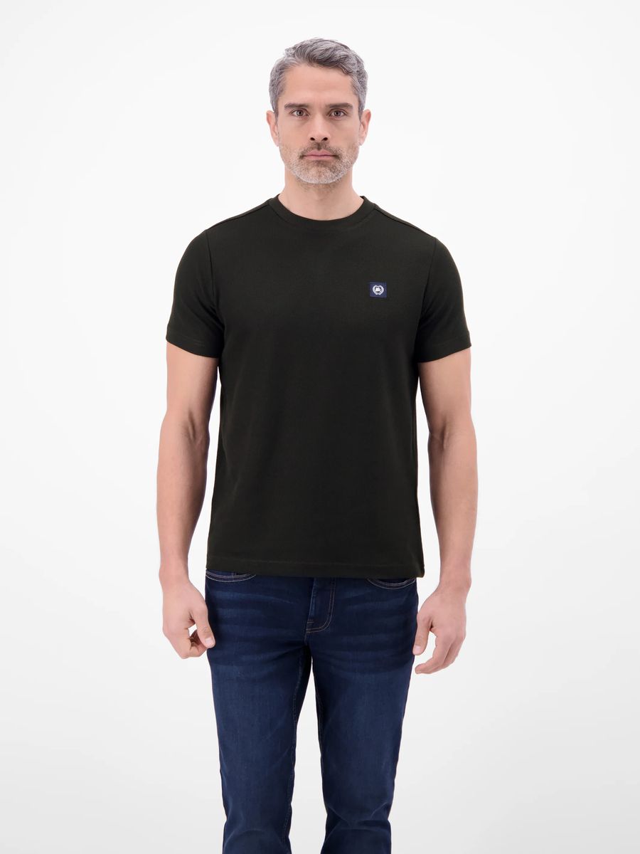 Strukturiertes Baumwoll-T-Shirt mit Rundhalsausschnitt