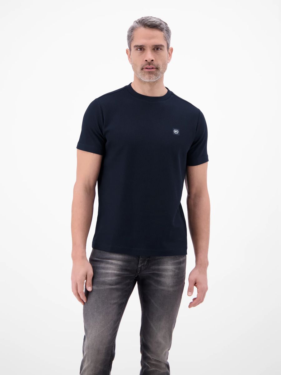 Strukturiertes Baumwoll-T-Shirt mit Rundhalsausschnitt