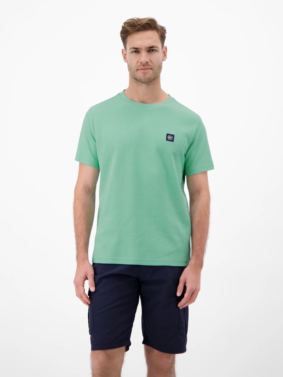 Strukturiertes Baumwoll-T-Shirt mit Rundhalsausschnitt