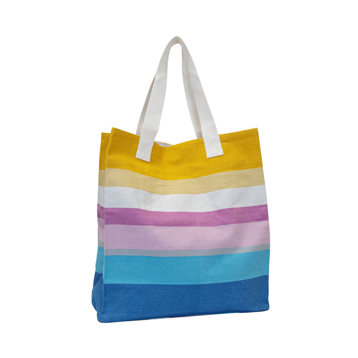 Gestreifte Bio-Baumwoll-Shopper-Tasche