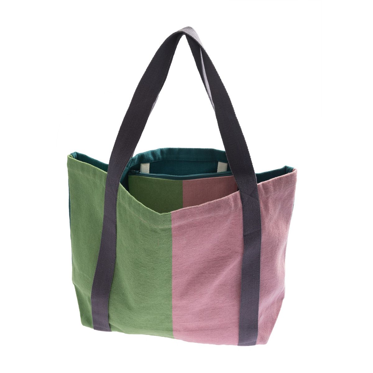 Gestreifte Bio-Baumwoll-Shopper-Tasche