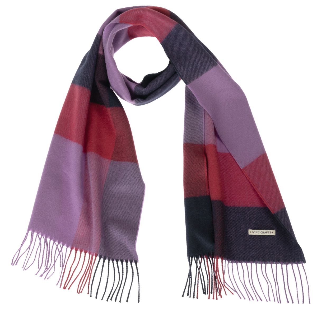 Wollschal mit Karomuster und Fransen