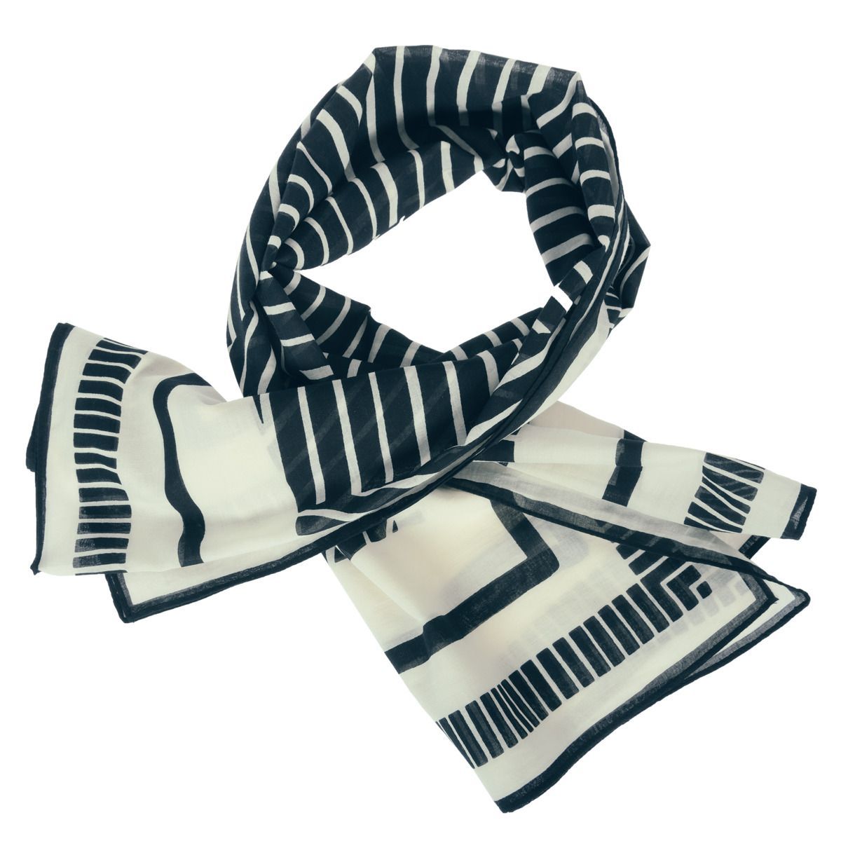 Gestreifter Schal aus Bio-Baumwollvoile