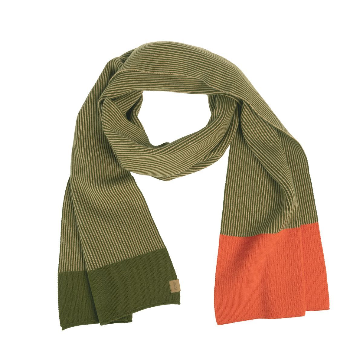Gestreifter Strickschal mit Colourblocking