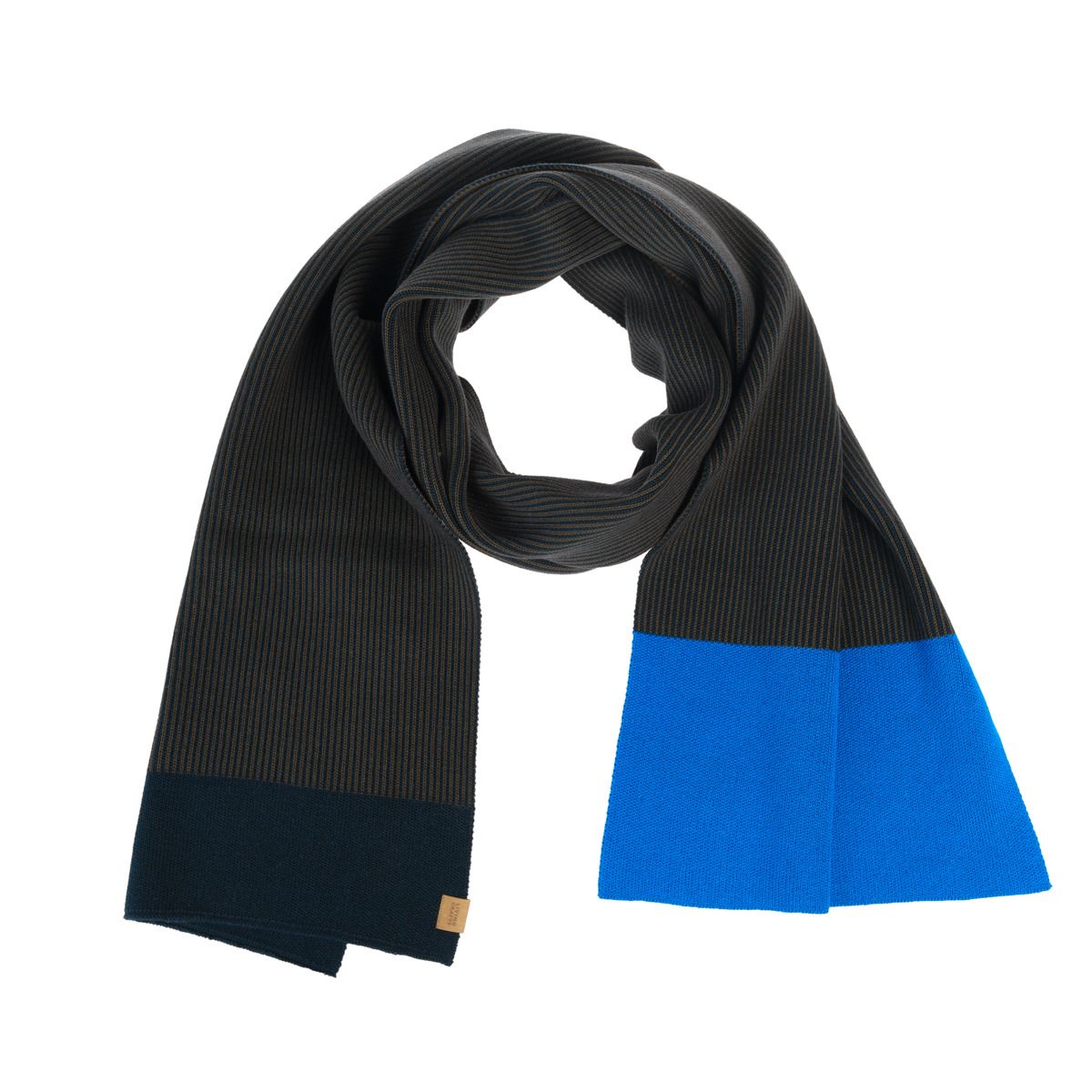 Rippenstrick-Schal mit Colorblocking-Elementen