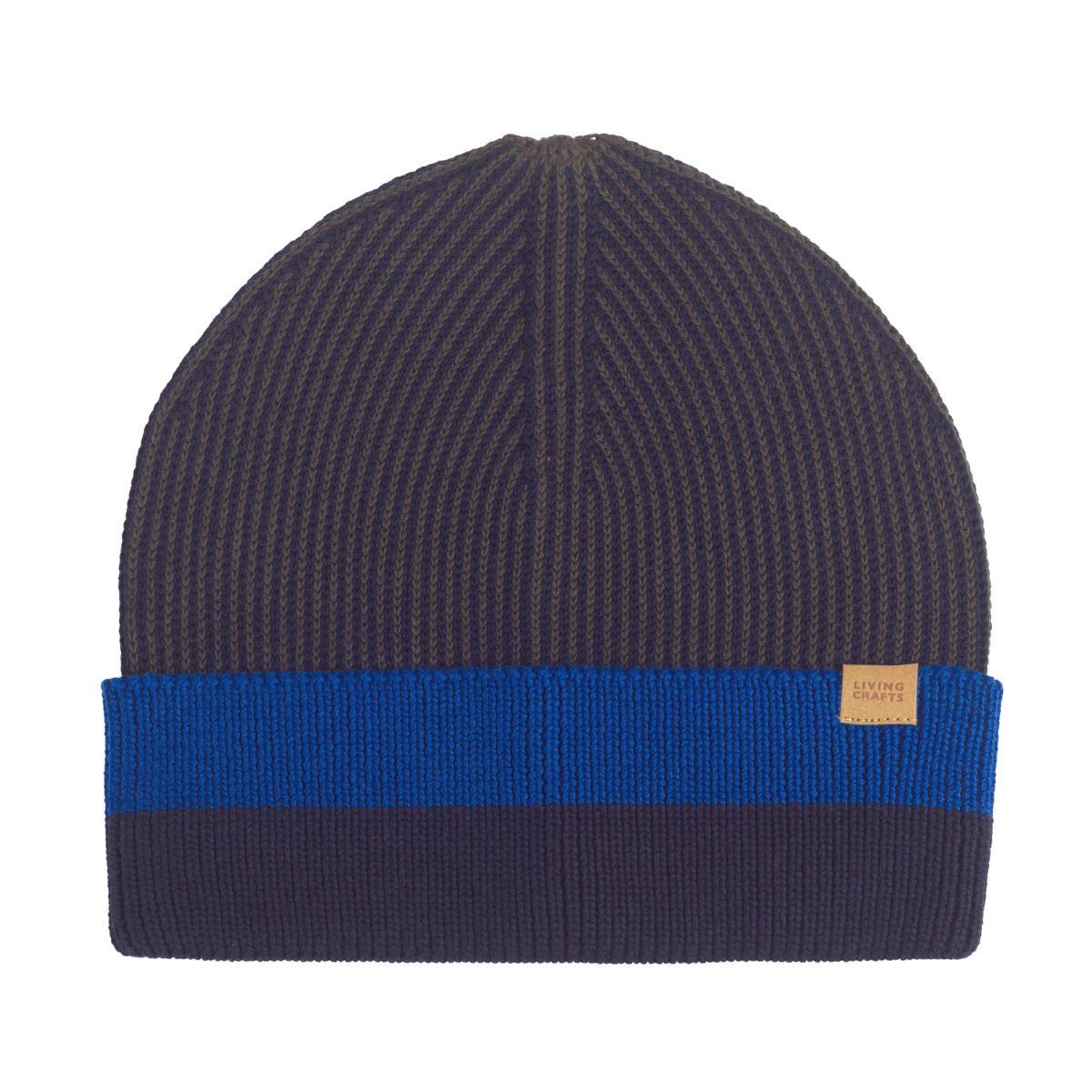 Zweifarbige Rippstrick-Beanie