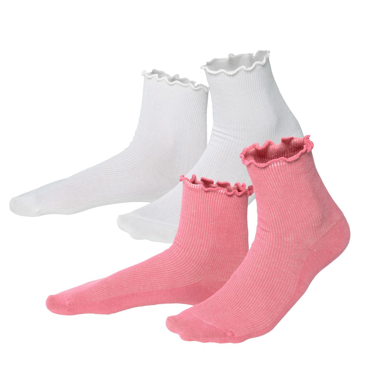 Gerippte Bio-Baumwollsocken mit Wellensaum