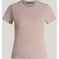 Baumwoll-Interlock T-Shirt in Taupe mit kurzen Ärmeln