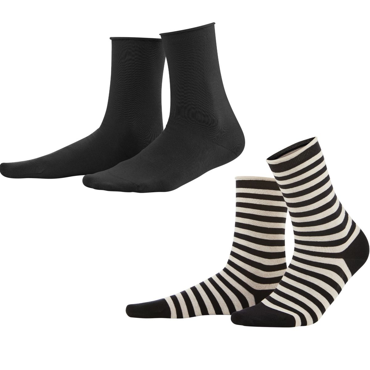 Gestreifte und einfarbige Bio-Socken
