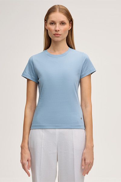 Bio-Baumwoll-Interlock T-Shirt in Hellblau, klassisches Design