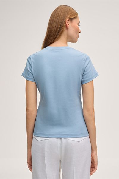 Bio-Baumwoll-Interlock T-Shirt in Hellblau, klassisches Design
