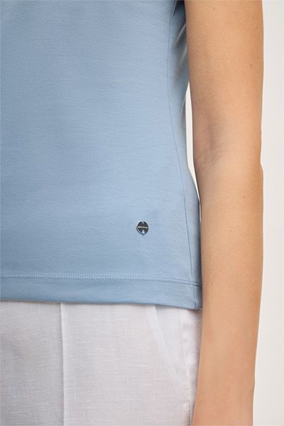 Bio-Baumwoll-Interlock T-Shirt in Hellblau, klassisches Design