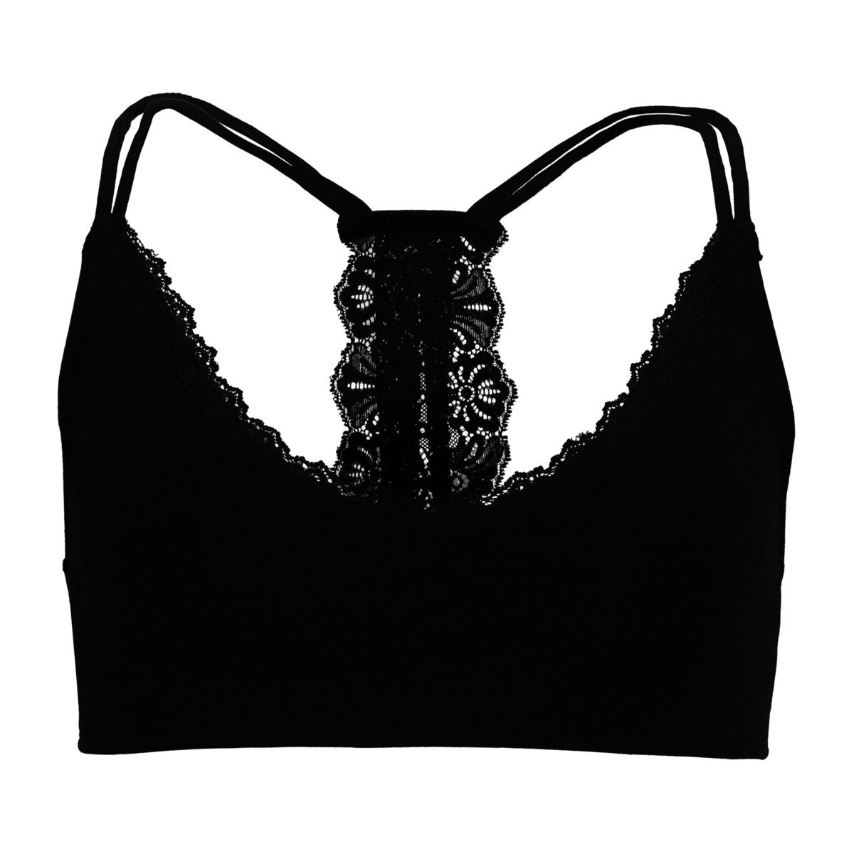 Schwarzes, Spitze-Besetztes Bustier aus Bio-Baumwolle