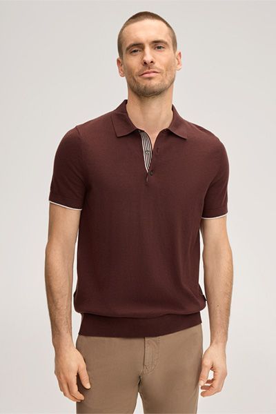 Windsor Cashmilo Bordeaux Rotes Poloshirt mit Kaschmir und Seide