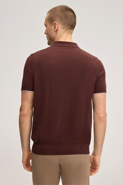 Windsor Cashmilo Bordeaux Rotes Poloshirt mit Kaschmir und Seide