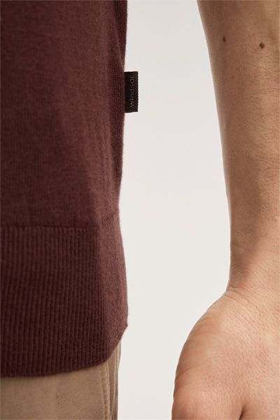 Windsor Cashmilo Bordeaux Rotes Poloshirt mit Kaschmir und Seide