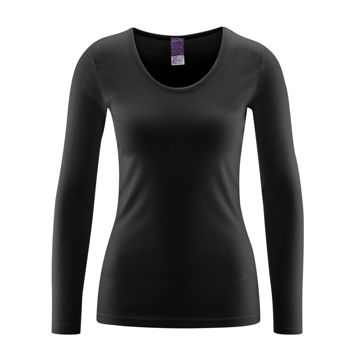 Feinripp-Langarmshirt mit Rundhalsausschnitt