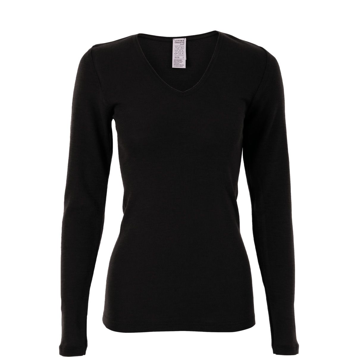 V-Ausschnitt Langarmshirt aus Wolle-Seide