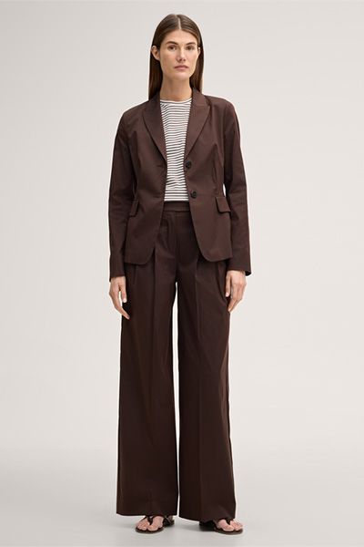 Windsor Baumwollstretch-Blazer in Dunkelbraun mit Zweiknopfverschluss