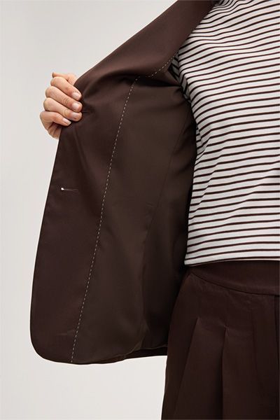 Windsor Baumwollstretch-Blazer in Dunkelbraun mit Zweiknopfverschluss