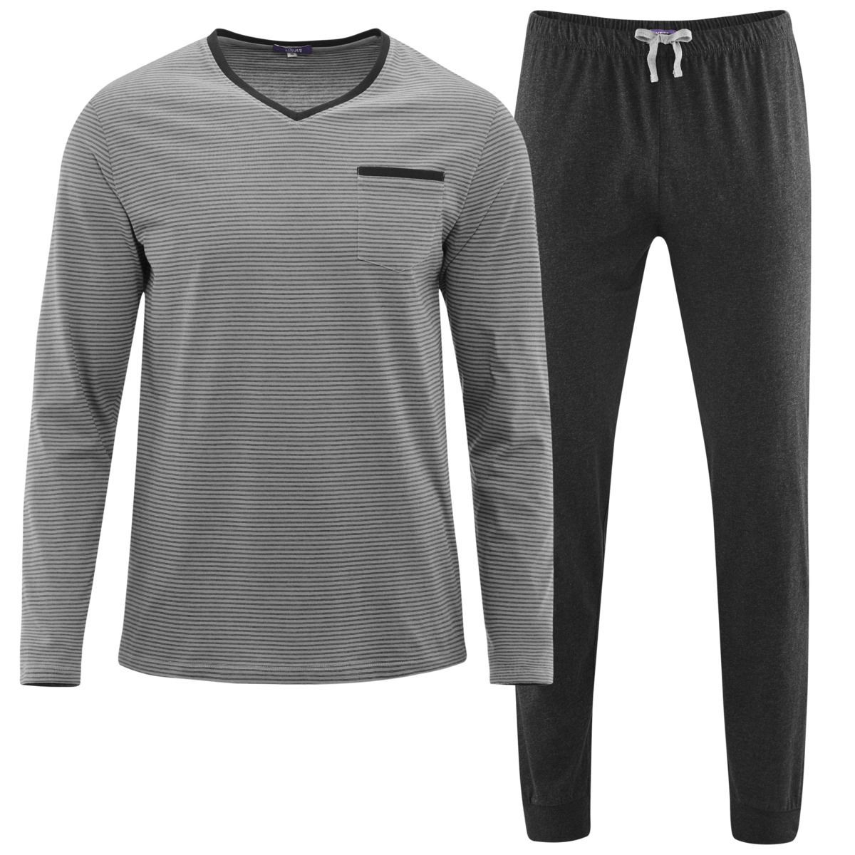 Herren Schlafanzug Gestreift Bio-Baumwolle